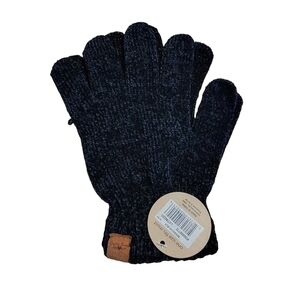 NWT Britt's Knit Beyond Soft Black Chenille Extended Cuff Gloves T04